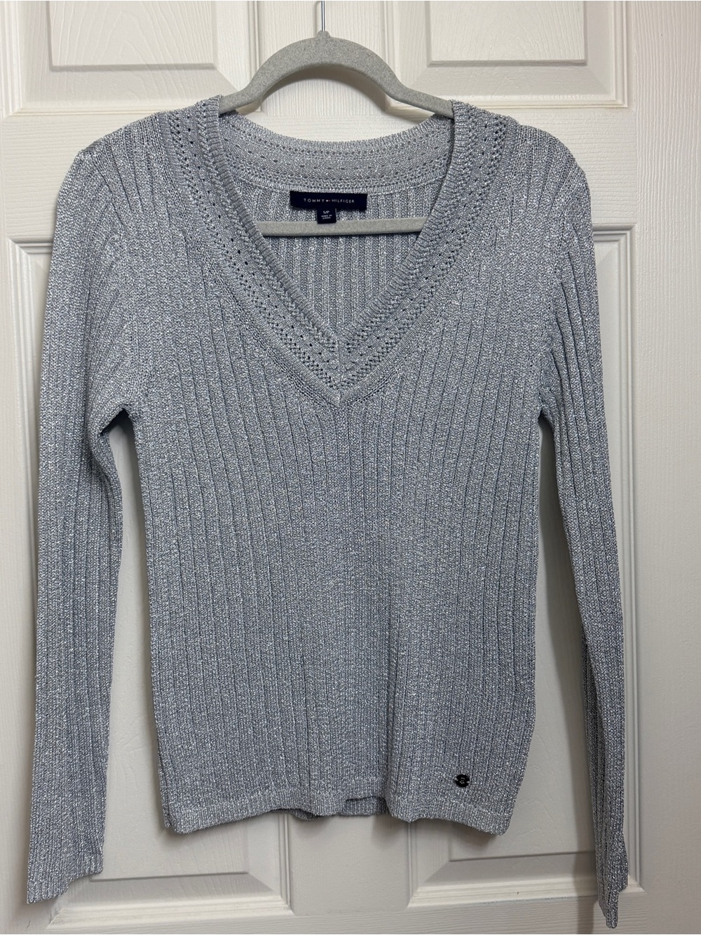 Silver V-Neck Sweater